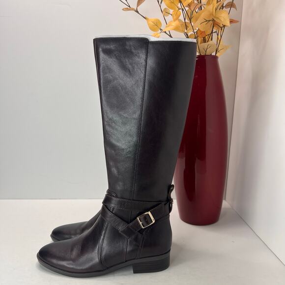 Naturalizer Rena 2 Leather Knee High Riding Boot Side Zip Black Women 6.5M NWOB - Picture 3 of 9